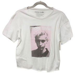 Troye Sivan Womens Round Neck Short Sleeve Cropped Graphic Tee T-Shirt White XS